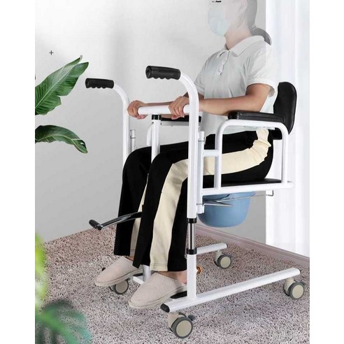 휠체어 리프트 목욕 의자 환자용 변기포함 샤워 어르신 유압 리프트, 1개, 수동높이조절 (변기/일반2중시트+식탁포함)