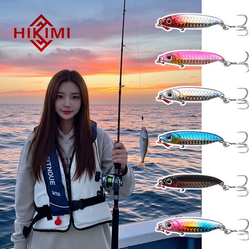 [히키미]메탈지그 20g30g 12p(10p+2p)세트 6색상 보관케이스 포함 지깅 루어 미끼 농어 갈치 삼치 광어 우럭 볼락 배스 쏘가리 산천어 부시리 방어, 1개, 480g, 블랙