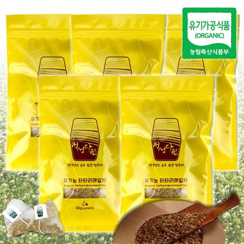 오대산식품 정성다린 유기농 타타리 메밀차 티백 지퍼백, 2g, 20개입, 5개