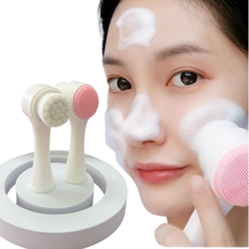 잘루시 세안 브러쉬 모공 클렌징 실리콘 얼굴 각질제거 초극세모, 2개, 핑크