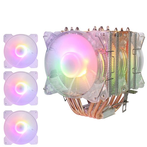 Xzante 6 동관 CPU 라디에이터 섀시 팬 동기 조명 1150AMD1366 2011 크리스탈 라이트 3개의 + 3x, 투명한