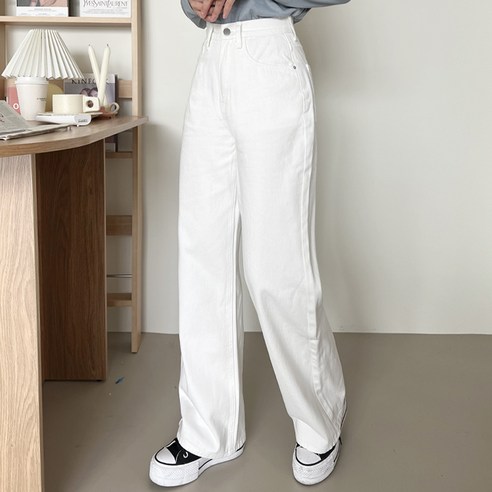 가비진 일자 와이드 화이트 코튼 팬츠 바지: 편안함과 스타일의 완벽한 조화