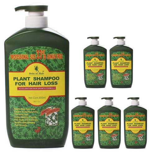 데어티 플랜트 샴푸 포 헤어 손실, 6개, 800ml