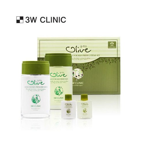 3W ClINIC 올리브 포맨 후레쉬 스킨+로션 2종세트, 1세트 남성화장품