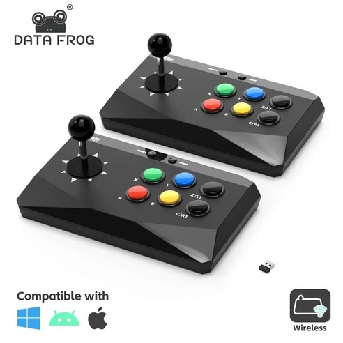 DATA FROG 게임 아케이드 키보드 무선 컨트롤러 PC 안드로이드 IOS 스트리트 파이터 레트로 비디오 게임 콘솔 호환, 1.1 PCS