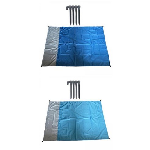 캠핑 하이킹을위한 2Pcs 접이식 캠핑 매트 매트리스, 라이트 블루 다크 블루, 폴리에스터