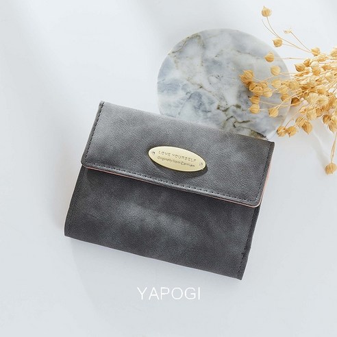 YAPOGI 새로운 여성 지갑 짧은 일본과 한국 스타일 패션 젖빛 가죽 작은 일치하는 아름다운 수평 30% 동전 지갑 YAPOGI