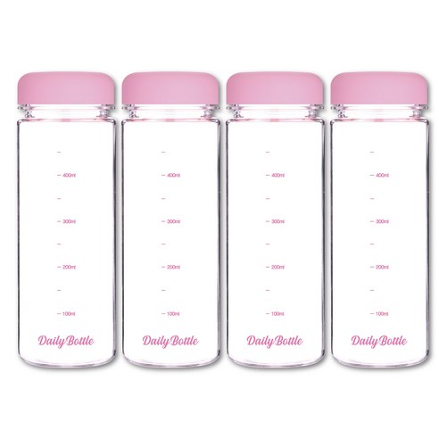 위드 눈금물병 페트 마이보틀 500ml 4P, 핑크, 1세트