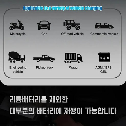 휴대용, 고출력, 안전, 편리한 오토바이 및 자동차 배터리 충전기