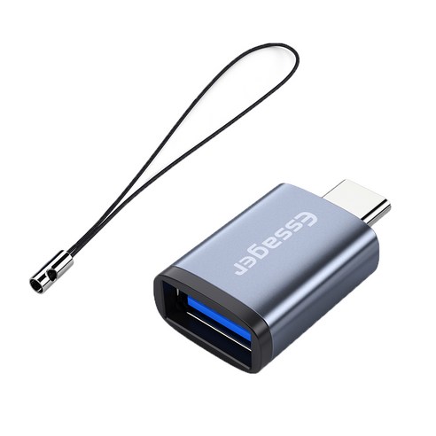Essager A타입 C타입 5핀 to C타입 변환 젠더 스트랩, 1개, 그레이, USB 3.0 to C타입