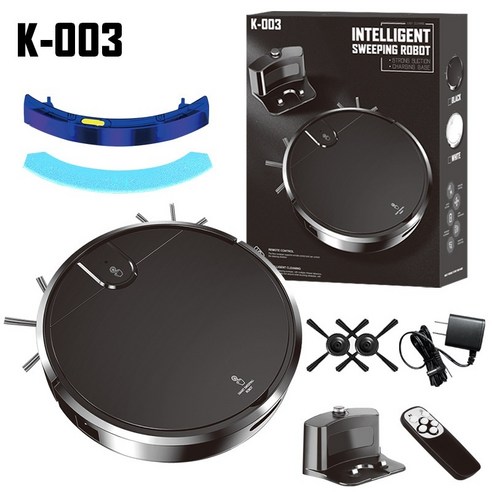Kolodi 가정용 로봇청소기 3-in-1 자동 충전 원격 제어 청소 로봇, K-003 BLACK