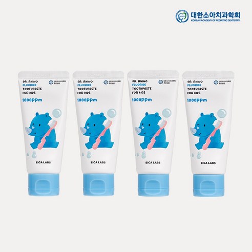에이카랩스 어린이 고불소치약 코뿔소치약 포도향 60g 1000ppm, 4개