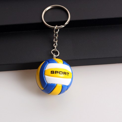 스포츠 열쇠 단추 농구 배구 럭비, 블루 옐로우 프린트(배구)