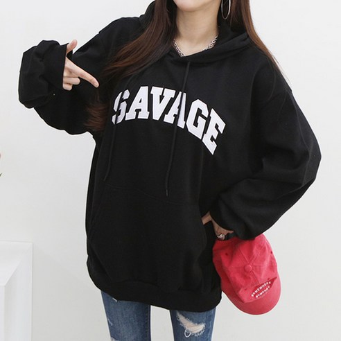 SAVAGE 패치 후드 맨투맨