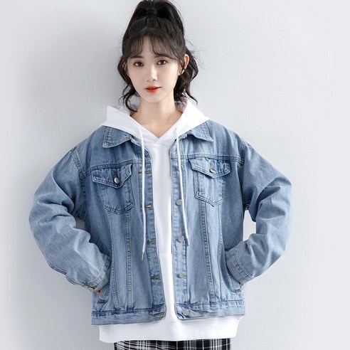 DFMEI.여자 데님 재킷.Denim jacket. 데님 코트 여 오버핏 재킷