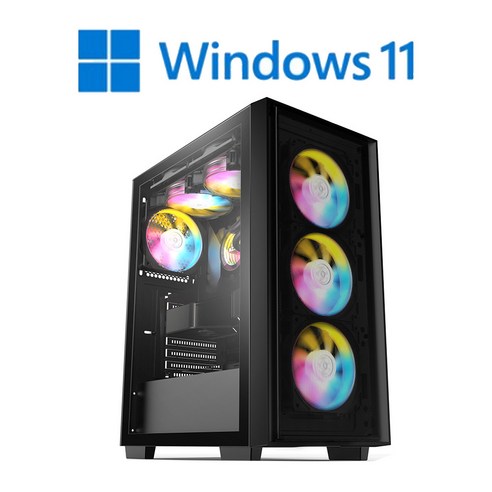 포유컴퓨터 게이밍 조립 PC 컴퓨터 윈도우 포함 데스크탑 본체, 블랙, PC23, 1GB, 1GB, WIN11 Home