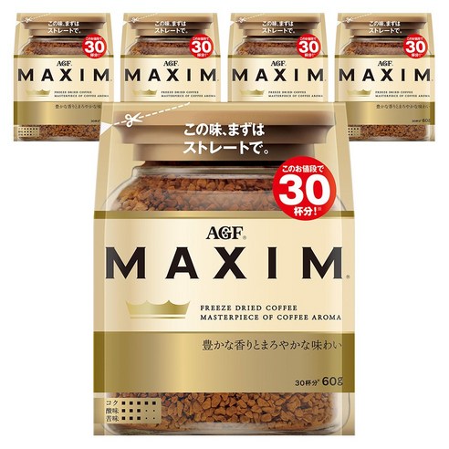 에이지에프 맥심 풍부한 향과 부드러운 맛 리필, 5개, 60g