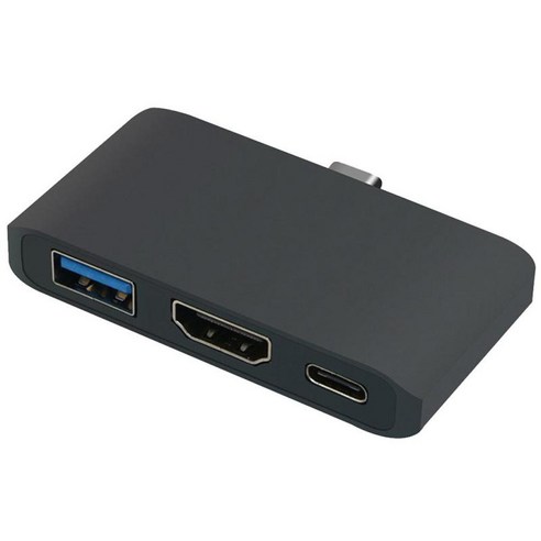 알루미늄 USB 3.1-HDMI 허브 어댑터 USB 타입 C-USB 3.0 하나의 USB-C 충전 전원 포트를 포함한 3 포트 스플리터, 블랙, {"사이즈":"설명"}, {"수건소재":"알루미늄"}