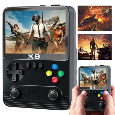 레트로 게임기 X9 비디오 게임 콘솔 미니 2000mAh 6000mAh 35 인치 IPS 스크린 32G 카드 듀얼 3D 조이스틱 11 에뮬레이터