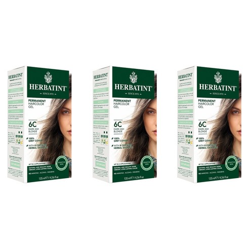 허버틴트 퍼머넌트 허벌 헤어컬러 젤 135ml, Dark Ash Blonde, 3개