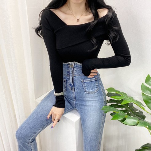 스트릿제이 슬림 알프 사선 오프 긴팔 티셔츠