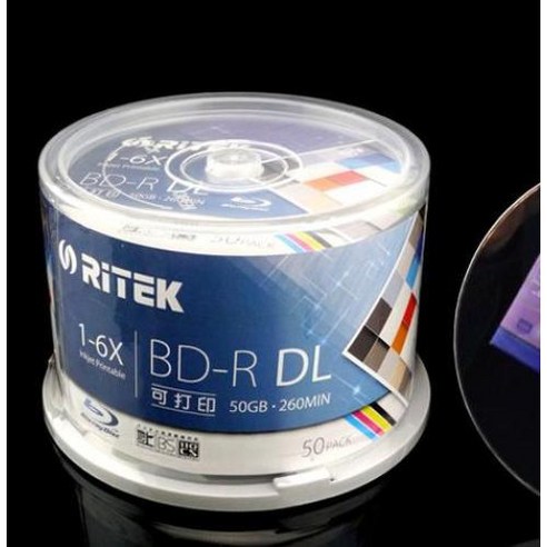 BDR 50G 50 개갑RITEK BDR 16X 50GB BDR 디스크 Printable Blueray BDR Blank Disc 100 Ritek 대만