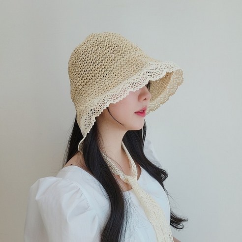 느와드코코 보닛 레이스 턱끈 여름 모자 버킷햇