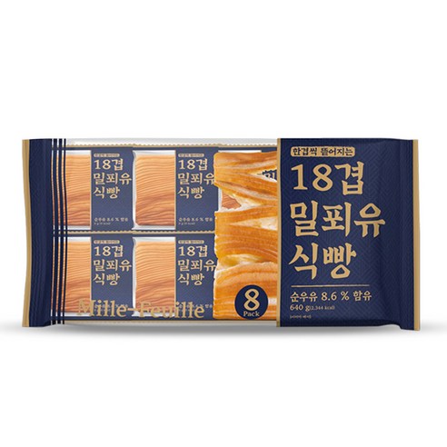 부드러운 결과 풍미를 담은 18겹 밀푀유식빵, 1개, 640g