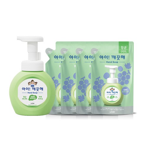 [신세계TV쇼핑]아이깨끗해 용기 490ml 1개+리필 450ml 3개, 1세트