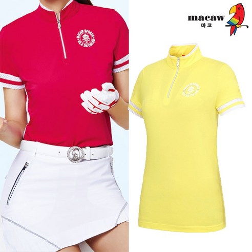 골프티셔츠 (여성)매쉬포인트반집업 반팔 티셔츠_MIW2TH04 Best Top3