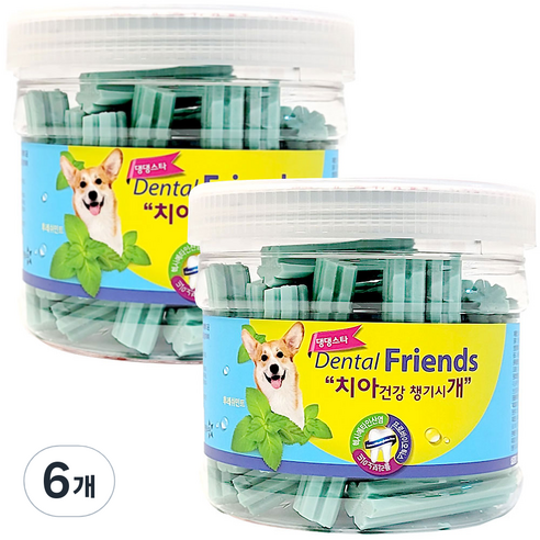 댕댕스타 덴탈프렌즈 강아지 간식, 후레쉬민트, 300g, 6개