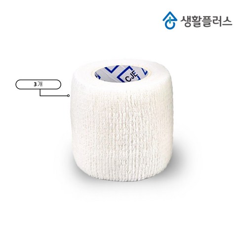 생활플러스 자가점착 탄력 밴드 5cm, 화이트, 3개