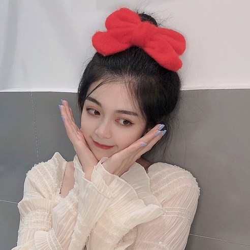 KORELAN소녀 해마털 리본 머리핀 그물 레드 머리핀 2020 가을 겨울 뒤통수 한국인 인스타그램 머리핀