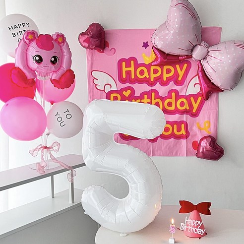 하피블리 산리오 캐릭터 풍선 아이 생일 파티 용품 세트, 티니핑, 프리미엄세트(숫자5)