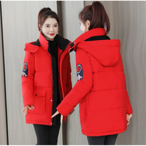여성용 오리털 파카 덕다운 후드 숫패딩 겨울패딩+1PCS브랜드 맞춤 양말