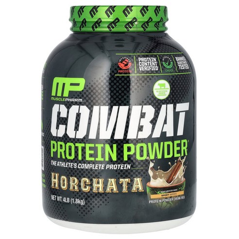 MusclePharm (머슬 팜) Combat 단백질 파우더 호르차타 1.8kg(4lb), 1814.368 g, 1.8kg, 1개