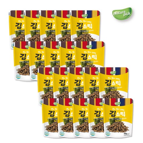 [네이처픽] 미스터김이 선택한 달콤 김스틱 50g, 20개
