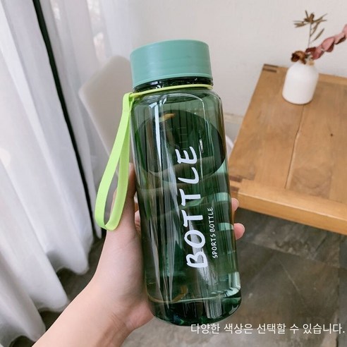 YANG대용량 플라스틱 물 컵 맞춤형 인터넷 연예인 방수 스포츠 휴대용 마시는 컵 병 남성과 여성 학생, 녹색 800 ml, 컵 + 컵 브러시