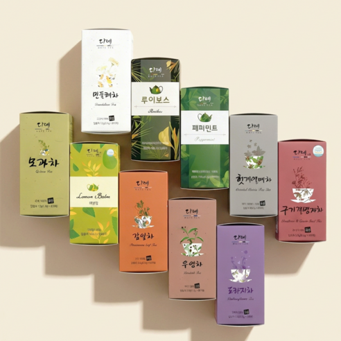 [본사직영] 다예 건강차 혼합 10종(80티백) 세트+쇼핑백 (감잎차+레몬밤+루이보스+우엉차+헛개열매차+도라지차), 1개, 80개입, 76.8g