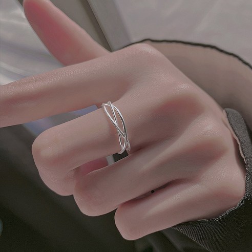 DFMEI 스털링 실버 기하학 라인 링 여성 틈새 디자인 간단한 반지 콜드 스타일 패션 맞춤 색인 손가락 반지