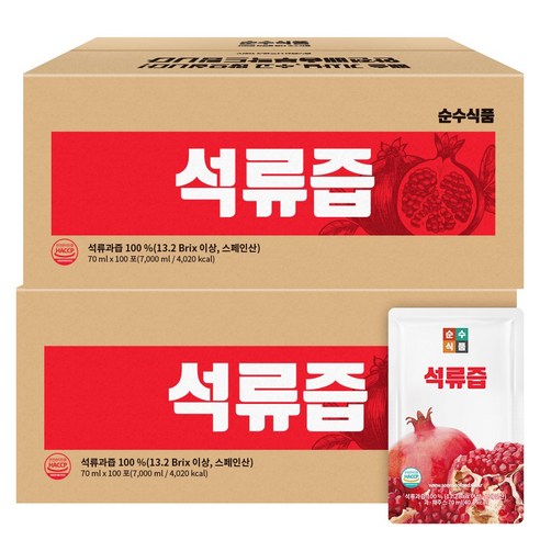 순수식품 석류즙, 70ml, 200개