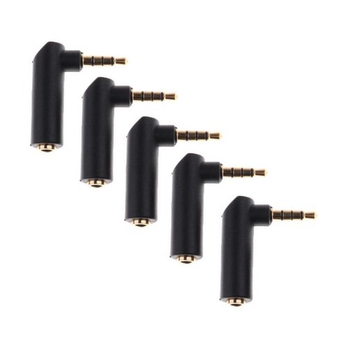 5PCS 3.5mm 모노 잭 암-3.5mm 잭 플러그 직각 어댑터 변환기, 블랙, 35x30x10mm, 플라스틱