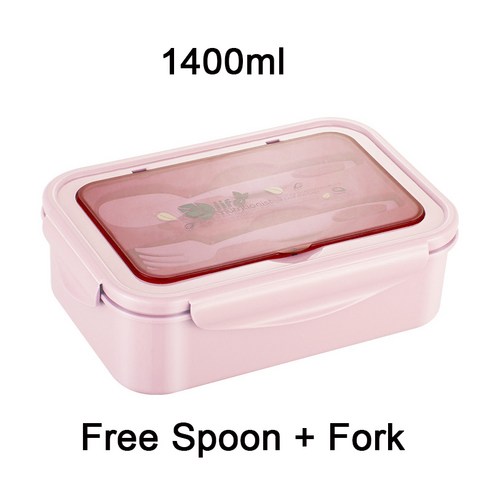 Premium Lunch Box Microwave Safe Lunch Box Kids School Lunch Box Sealed Leak-Proof Lunch Box Bento B, 1400ml_Microwave-Safe