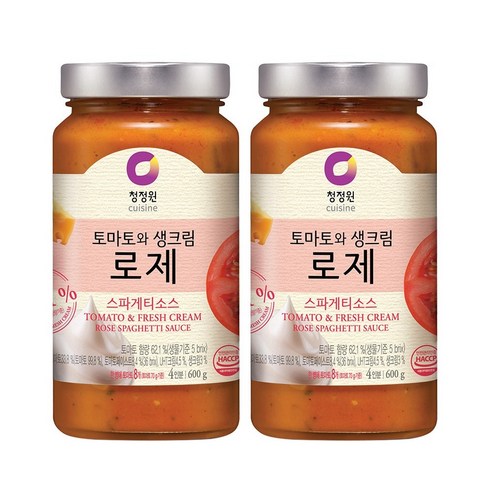 청정원 로제 스파게티 소스, 600g, 2개