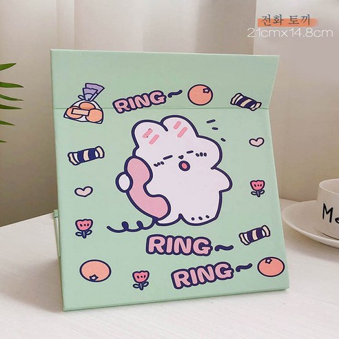 DFMEI 데스크탑 메이크업 거울 데스크탑은 대형 만화 접이식 거울 여성 휴대용 기숙사 종이 거울 기내 반입 드레싱을 서있을 수 있습니다., DFMEI 대형 전화 토끼
