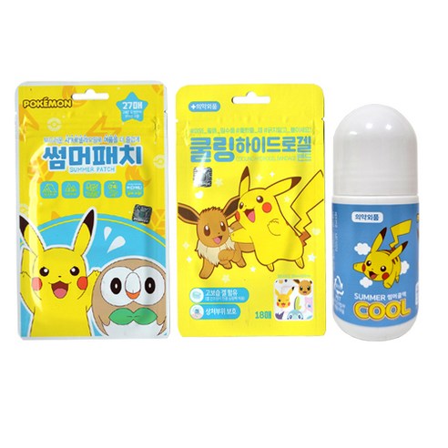 2030 포켓몬스터 모기제품 썸머패치 27p +아이스겔밴드18p +썸머쿨 50ml, 혼합, 1세트