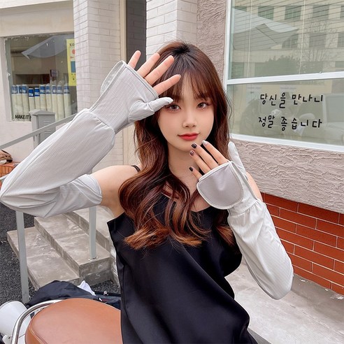 DFMEI 여름 선 스크린 이슬 손가락 통기성 여성용 아이스 실크 라이트 쉐이드 솔리드 컬러, DFMEI 클램쉘 그레이
