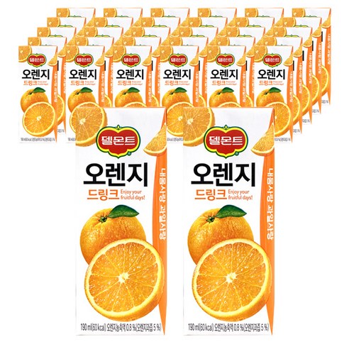 [블루존] 델몬트 드링크 오렌지 190ml x 32 팩입, 32개