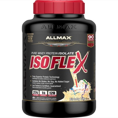 Allmax 아이소플렉스 퓨어 웨이 프로틴 아이솔레이트, 버스데이 케이크(Birthday Cake), 2.27kg, 1개