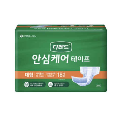 디펜드 안심 케어테이프 성인기저귀, 대형, 18개입, 4개 생리대/성인기저귀 디펜드 안심 케어테이프 성인기저귀, 대형, 18개입, 4개 생리대/성인기저귀